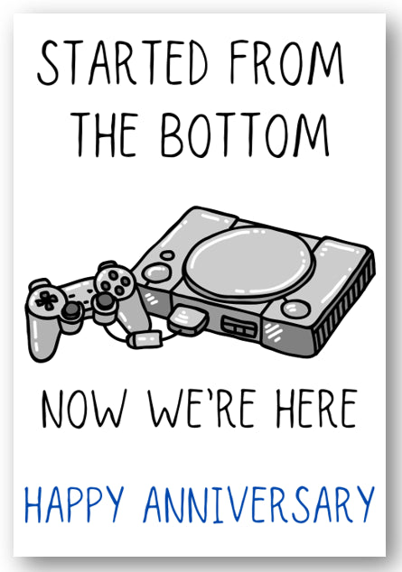 Second Ave Funny Anniversary Started From The Bottom Gamer Card Greetings Card