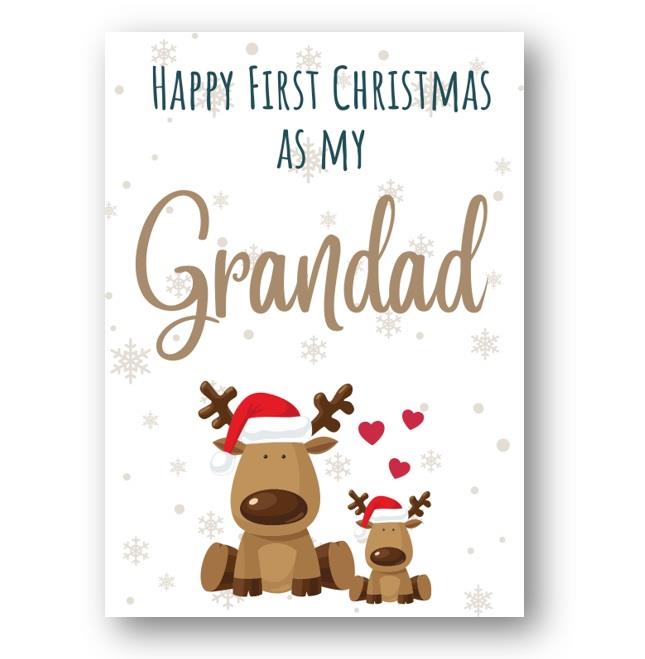 Second Ave Happy First Christmas as My Grandad Xmas Holiday Festive Greetings Card