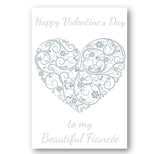 Second Ave Fiancée Valentine Card Cute Romantic Card - Blue Heart Design