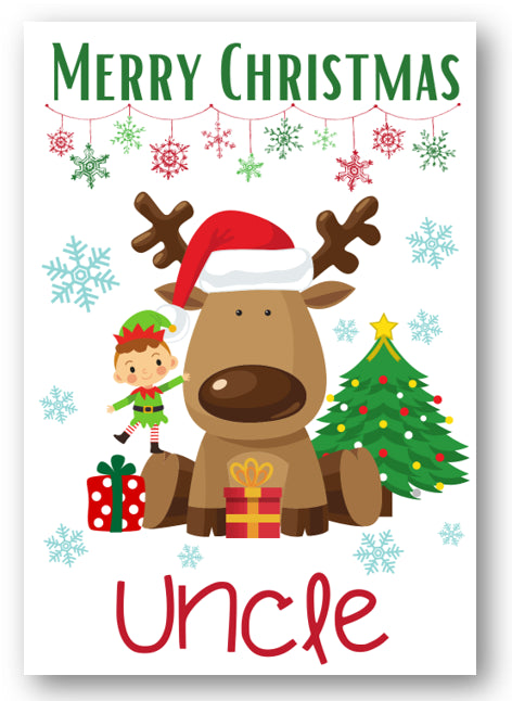 Second Ave Uncle Reindeer Elf Children's Kids Christmas Xmas Holiday Festive Greetings Card