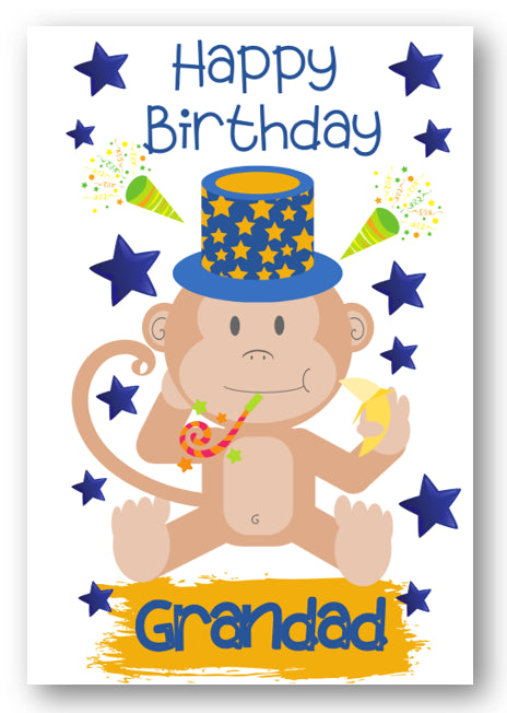 Second Ave Grandad Children's Kids Monkey Birthday Card For Him Greetings Card