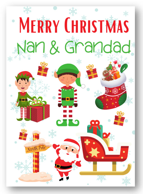 Second Ave Nan & Grandad Santa Elf Workshop Children's Kids Christmas Xmas Holiday Festive Greetings Card