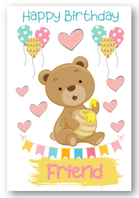 Second Ave Friend Children's Kids Bear Birthday Card For Her Greetings Card