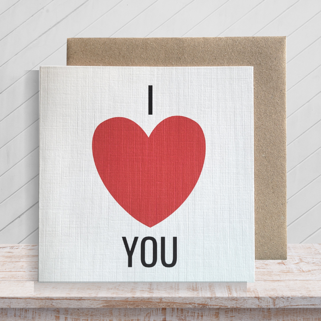 Second Ave I Love You Heart Square Card For Him/Her Birthday Valentine's Day