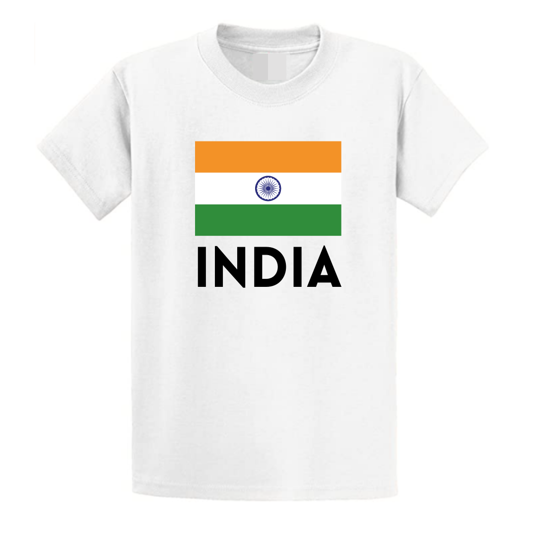 Second Ave Baby/Children's India Flag Supporter White T Shirt Top Kit