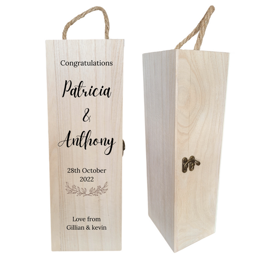 Second Ave Personalised Congratulations Wooden Wine Bottle Gift Box Xmas Birthday Present