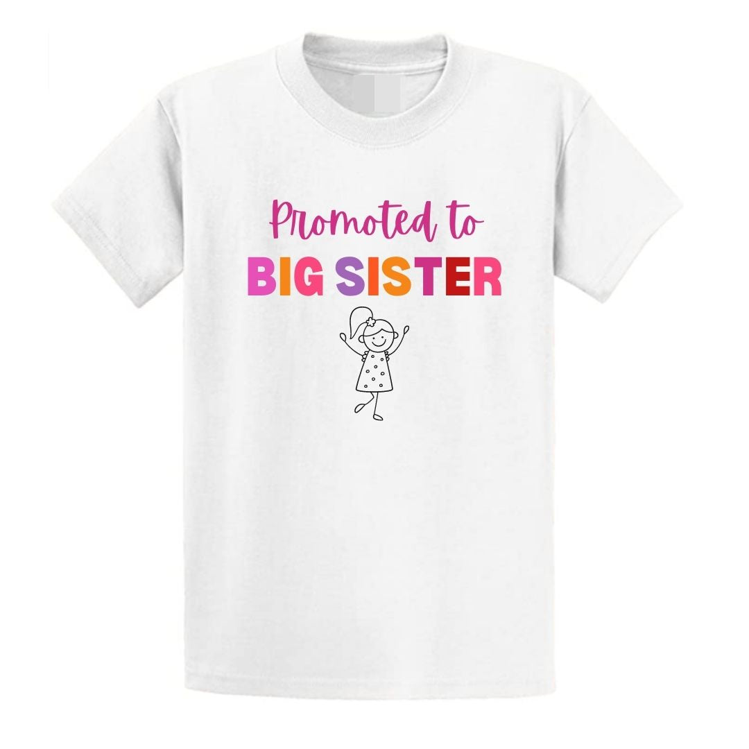 Second Ave Baby/Children's Promoted To Big Sister Pregnancy Reveal White T Shirt Girls Top