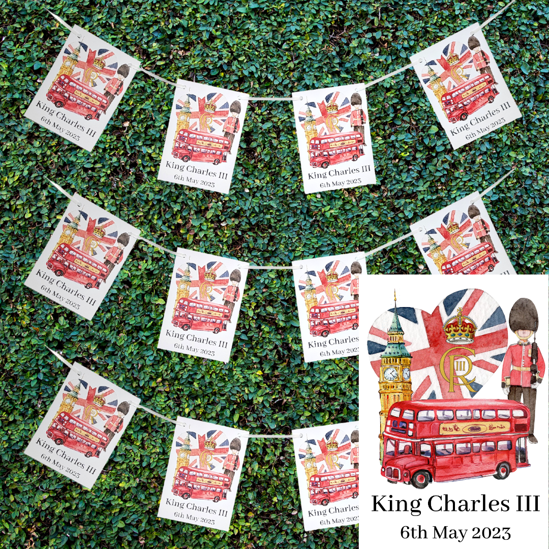 Second Ave 20ft King Charles III Royal Coronation Great Britain Union Jack London Celebration Decoration 20pcs Bunting