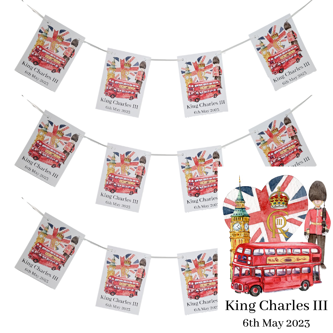 Second Ave 20ft King Charles III Royal Coronation Great Britain Union Jack London Celebration Decoration 20pcs Bunting