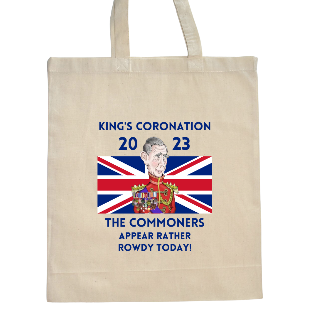 Second Ave Natural Cotton Canvas King Charles III Royal Coronation Great Britain Funny Commoners Celebration Souvenir Gift Bag