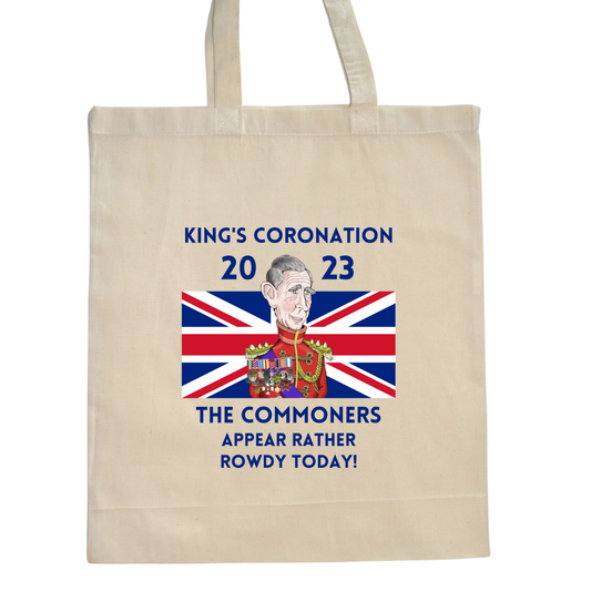 Second Ave Natural Cotton Canvas King Charles III Royal Coronation Great Britain Funny Commoners Celebration Souvenir Gift Bag