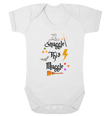 Second Ave Snuggle This Muggle Baby Grow Vest White Shortsleeve Babygrow Bodysuit