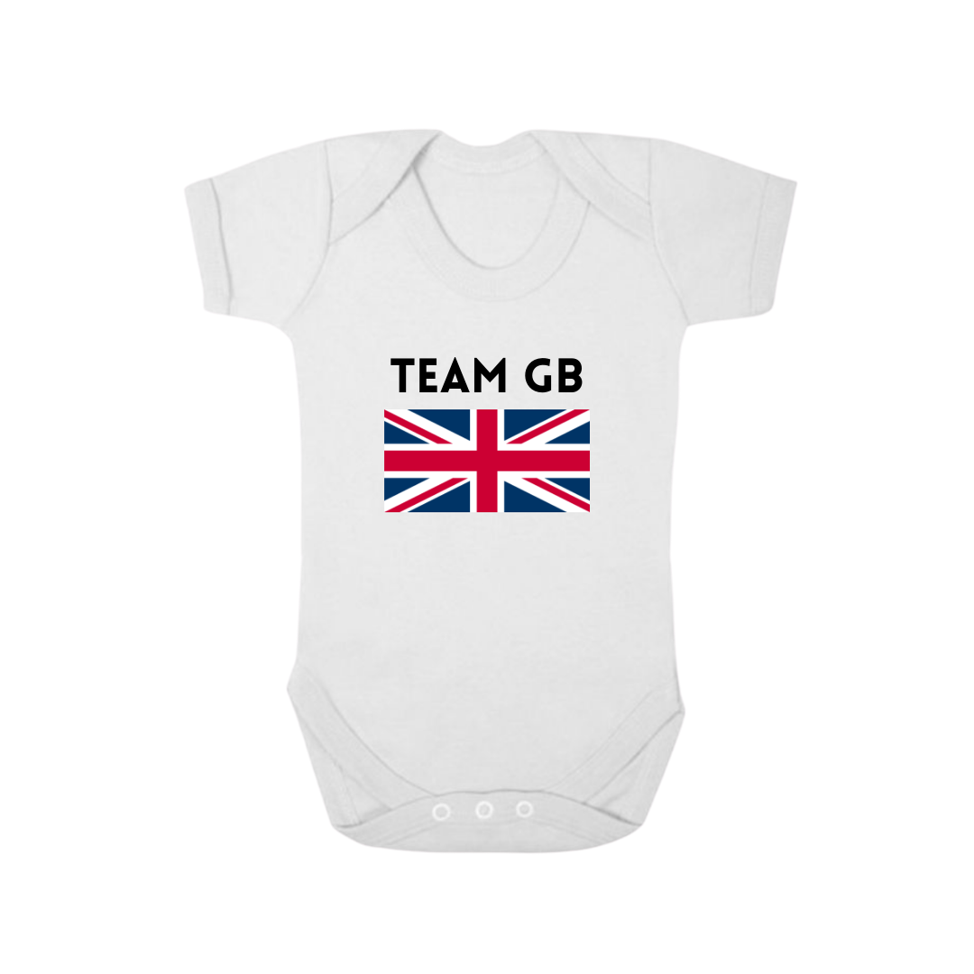 Second Ave Team GB Supporter Olympics Baby Grow Vest White Shortsleeve Babygrow Bodysuit