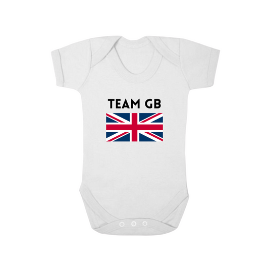 Second Ave Team GB Supporter Olympics Baby Grow Vest White Shortsleeve Babygrow Bodysuit