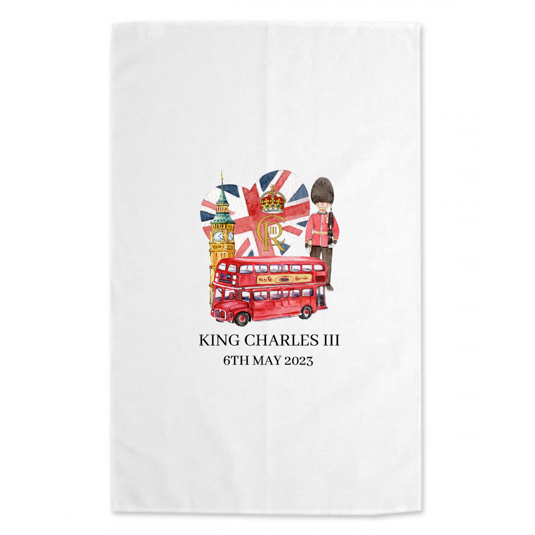 Second Ave King Charles III Royal Coronation Great Britain London Souvenir Cotton Tea Towel Kitchen Home Dining