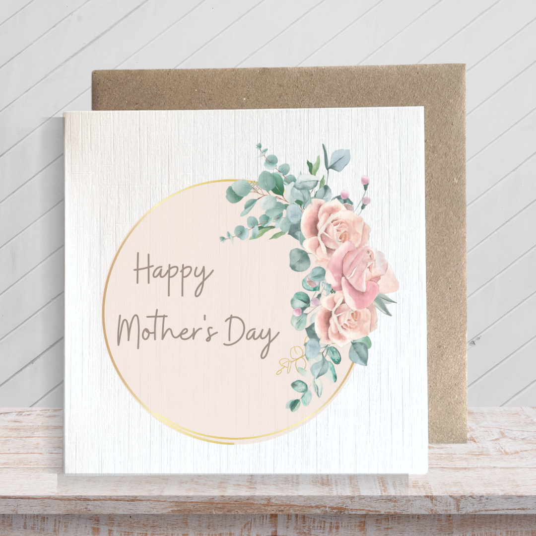 Second Ave Flower Pink Roses Square Card Mum Nan Grandma Mother's Day Card