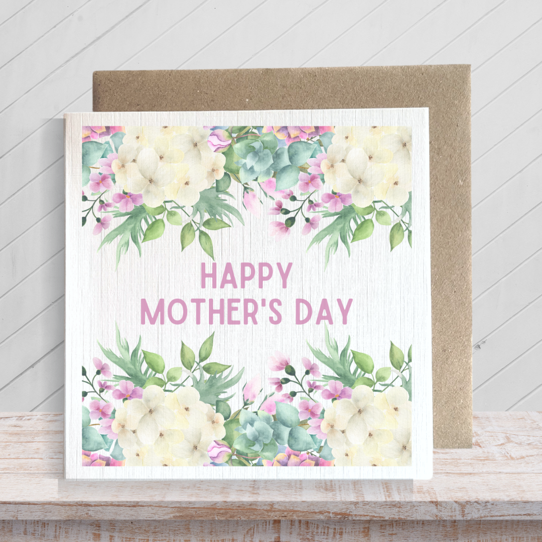 Second Ave Pink Flowers Square Card Mum Nan Grandma Mother's Day Card