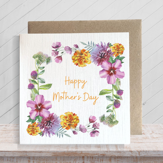 Second Ave Flower Wreath Square Card Mum Nan Grandma Mother's Day Card