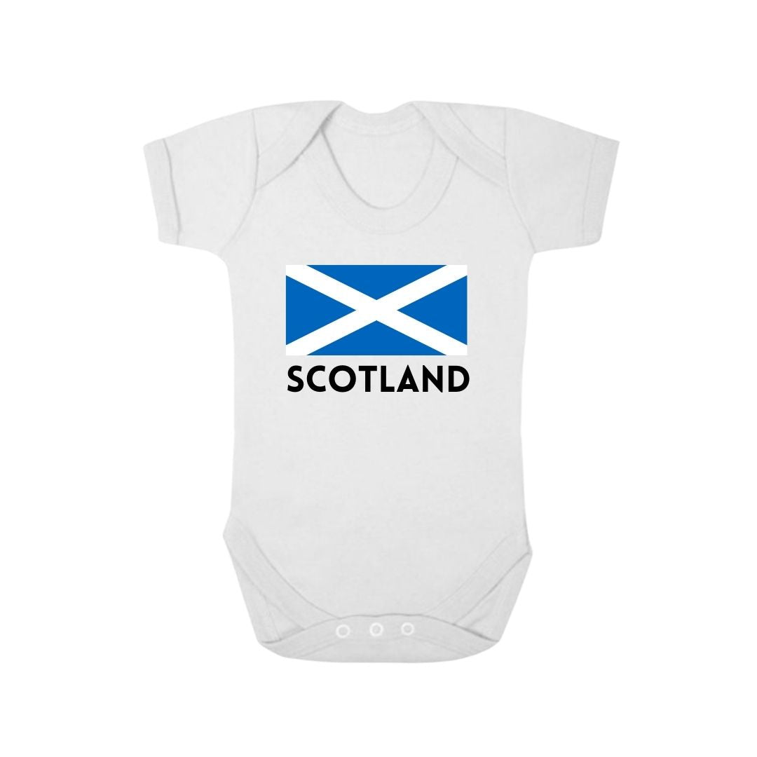 Second Ave Scotland Football Euros World Cup Baby Grow Vest White Shortsleeve Babygrow Bodysuit