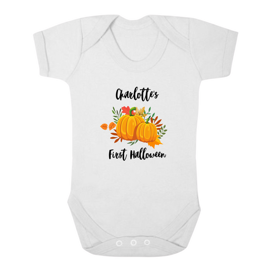 Second Ave Cute Personalised Baby First Halloween Babygrow Vest White Shortsleeve Bodysuit Gift