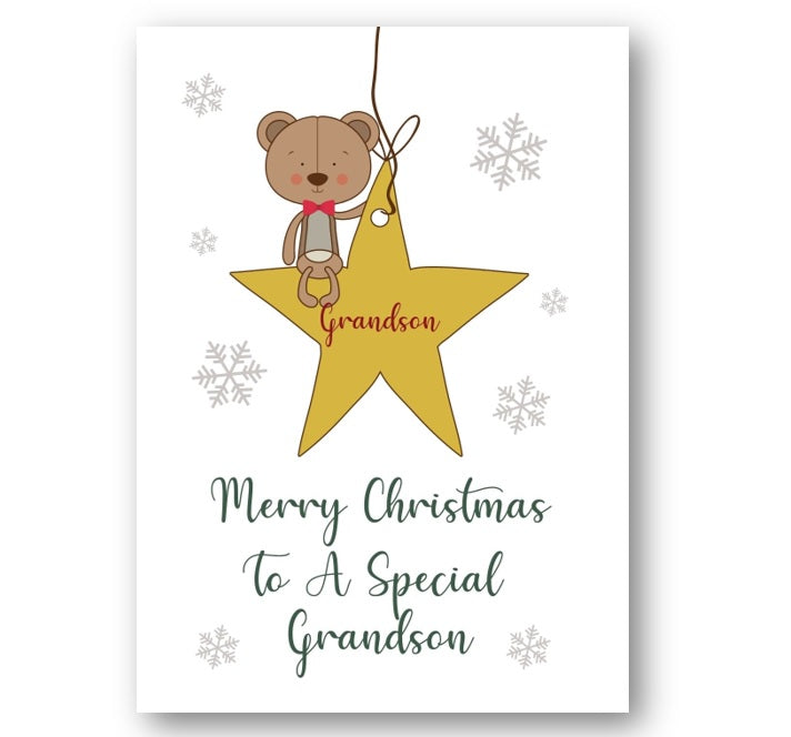 Second Ave To A Special Grandson Children's Christmas Xmas Holiday Festive Greetings Card